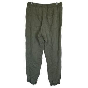 ZARA Khaki Green Linen Blend Pants High Rise Joggers Size Medium Olive Pockets